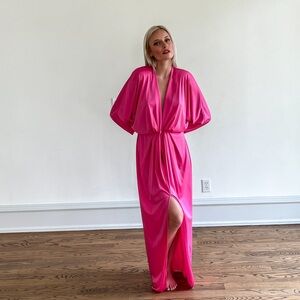 Vintage Hot Pink Deep Plunge Dress